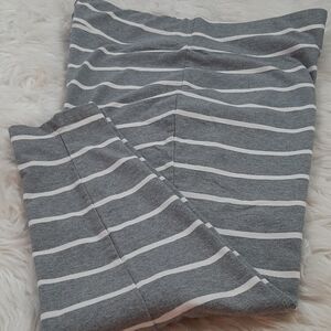 DIANE GILMAN Luz Sport Gray‎ White Strip Leggings L